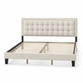 Polsterbett Leinen Beige mit Holzgestell 200x160 cm