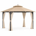 Pavillon Stahlrahmen 3x3m Polyester Beige