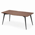 Esstisch Rechteckig Braun Holzfurnier Platte Schwarze Metallbeine