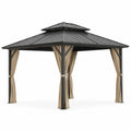 Gartenpavillon aus Metall mit Vorhängen in Schwarz und Beige, 3x4m