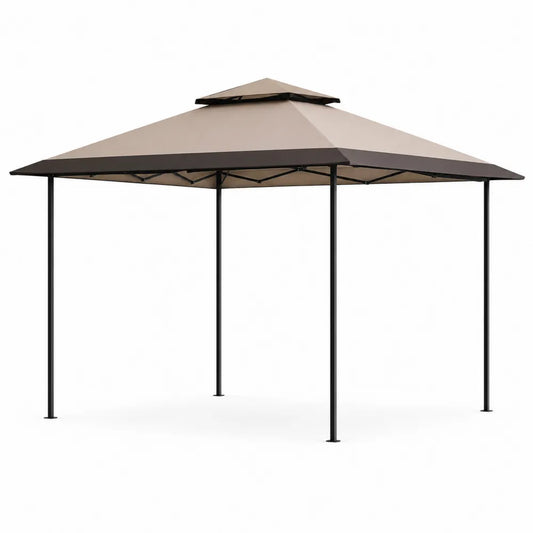 Quadratischer Pavillon mit Stahlgestell und Polyester-Dach, 300x300 cm, Beige