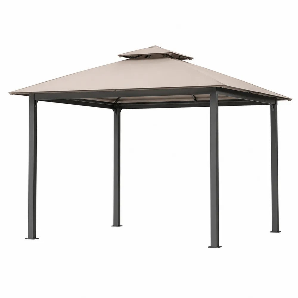Gartenpavillon Aluminiumrahmen Polyestergewebe Beige 3x3m