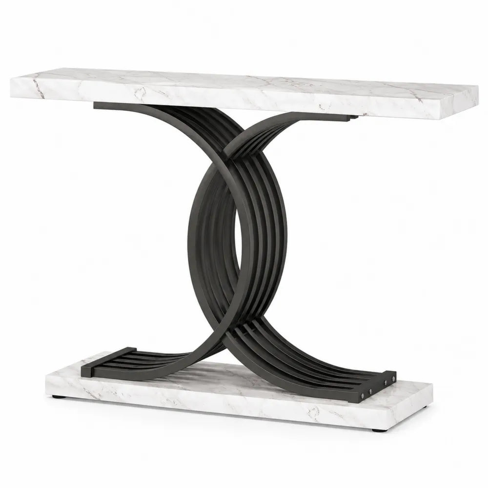 Konsolentisch Marmoroptik Pulverbeschichtetes Metall Weiß/Schwarz